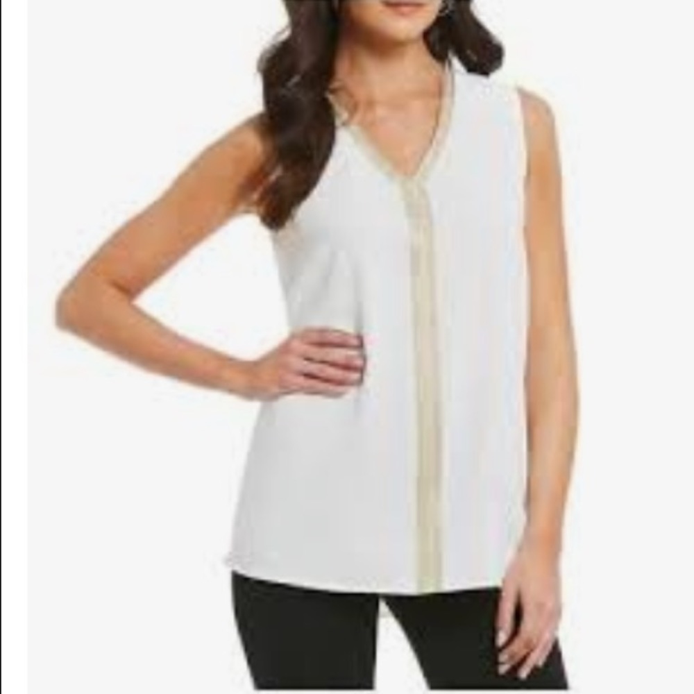 MISOOK Sparkling Metallic V-Neck Gold Trim 2X